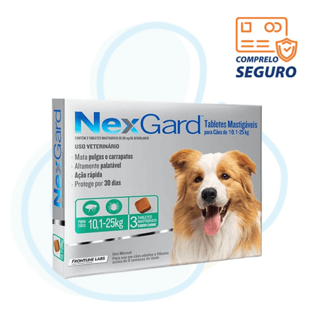 NexGard Pastillas Antipulgas 68 mg para 10.1 a 25 kg – Caja x 3und